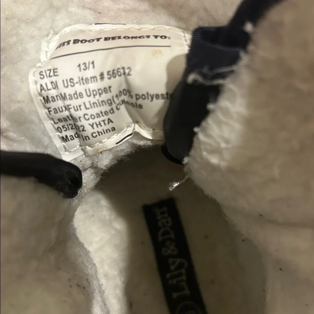 Lily & Dan Snow Winter Rain Boots faux fur lined leather outsole kids size 13/1